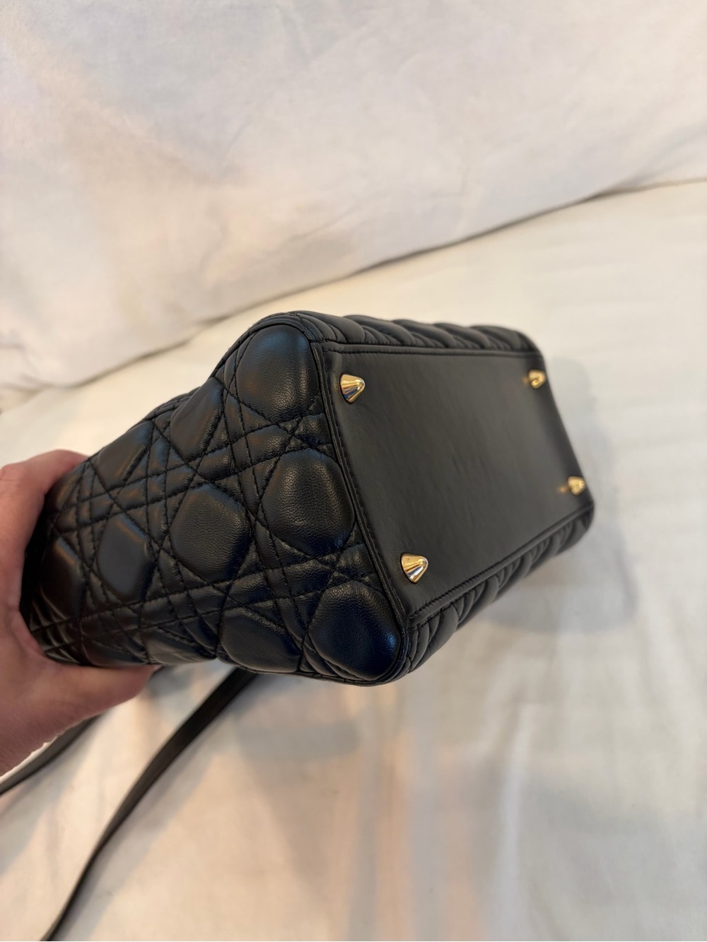 Christian Dior Lady Dior Medium Black Cannage Lambskin Gold Hardware Top Bag - Picture 6 of 16